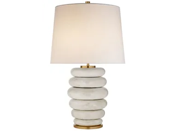 PHOEBE - Stacked Table Lamp in Antiqued White with Linen Shade by Visual Comfort Europe