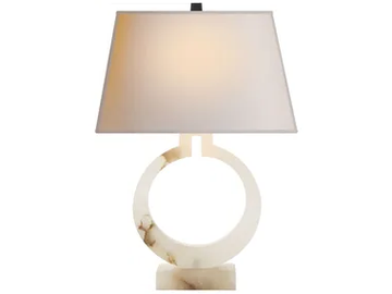 RING - Form Large Table Lamp in Alabaster with Natural Paper Shade by Visual Comfort Europe