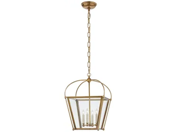 RIVERSIDE SMALL SQUARE LANTERN - Brass and glass pendant lamp by Visual Comfort Europe
