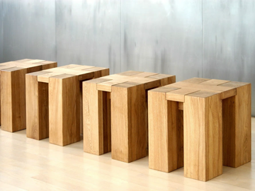 TAURUS - Solid wood stool by Vitamin Design