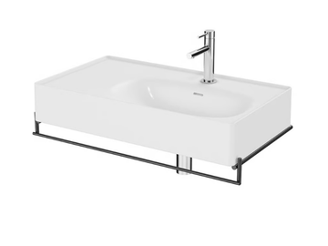 EQUAL - Wall-mounted ceramic washbasin with integrated countertop with towel rail by VitrA Bathrooms