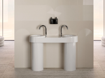 LIQUID - Double round pedestal ceramic washbasin by VitrA Bathrooms
