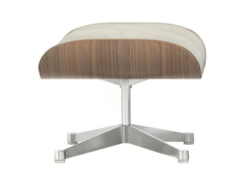 EAMES LOUNGE OTTOMAN WHITE VERSION - With 4-spoke base leather footstool by Vitra