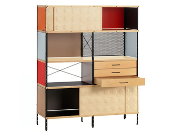 EAMES STORAGE UNIT BOOKCASE - Laminate highboard with sliding doors by Vitra