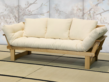 SESAMO - Japanese style 3 seater beech sofa bed by Vivere Zen