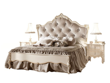 PERLA - Double bed with upholstered headboard by VOLPI