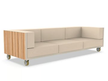 VINEYARD - Aluminium and wood garden sofa with castors by VONDOM