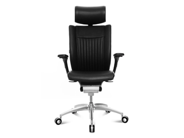 TITAN LIMITED S - Upholstered leather office chair with headrest by Wagner