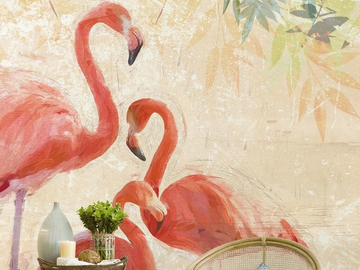 FLAMINGOS PARTY - Tropical wallpaper, PVC free, eco, washable by WallPepper®/Group