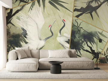 MATCHA HERON - PVC free, eco-friendly, washable wallpaper by WallPepper®/Group