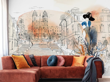 PIAZZA DI SPAGNA, ROMA - PVC free, eco-friendly, washable wallpaper by WallPepper®/Group