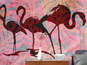 WILD FLAMINGOS - Tropical wallpaper, PVC free, eco, washable by WallPepper®/Group