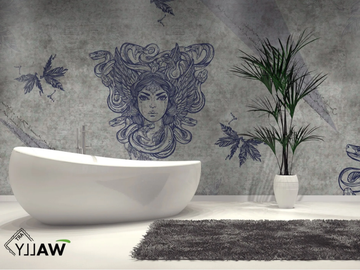 MEDUSA - Motif fire retardant washable nonwoven wallpaper by WALLYART