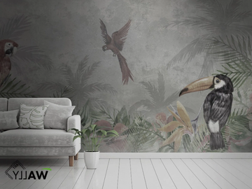 TROPICAL - Fire retardant washable Tropical nonwoven wallpaper by WALLYART