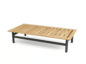 STRINGER - Low rectangular aluminium and wood coffee table by Walters