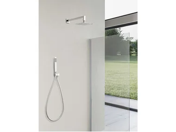 QUADRO - Wall-mounted square overhead shower with arm by WEISS-STERN