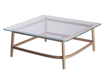 SINGLE CURVE LOW TABLE - Square wood and glass coffee table by Wiener GTV Design