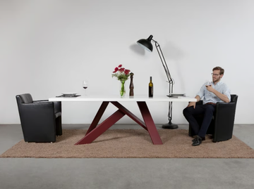 MIKADO - ART611 - Rectangular steel and wood table by Wissmann raumobjekte