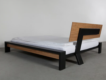 SIDE - ART326 - Steel and wood bed by Wissmann raumobjekte