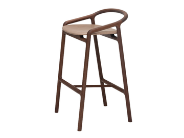 BRIONI - Upholstered solid wood barstool by Woak