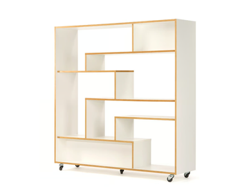SOUTHBURY - Open divider melamine-faced chipboard bookcase with casters by Woodman