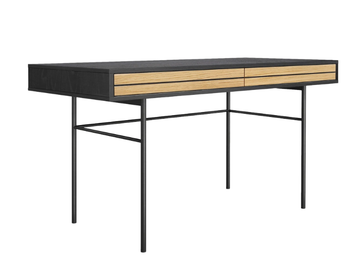 STRIPE - Rectangular wood veneer writing desk with drawers by Woodman