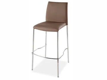4204 - Leather stool with back with integrated cushion by XLINE
