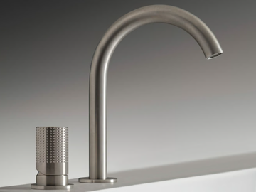 Z316_SH 3051108A01 / 3309MA01A00 - 2 hole countertop single handle stainless steel washbasin mixer by ZAZZERI