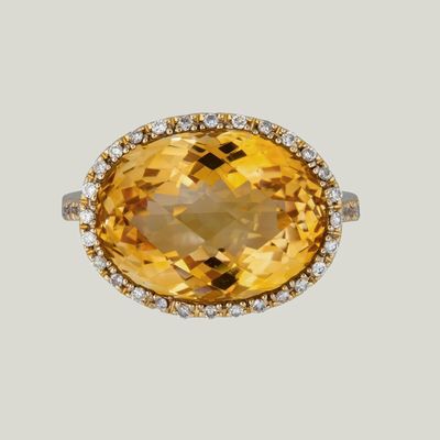 Italian Citrine Diamond Cocktail Ring