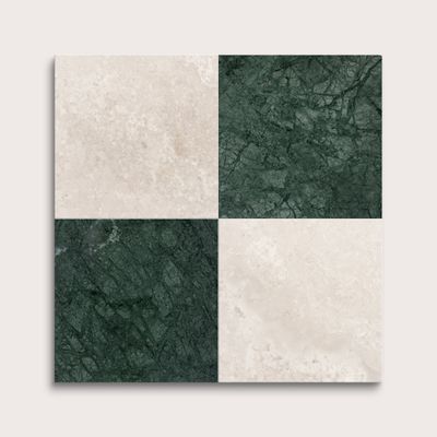 Beige Wave Cross Cut & Monte Verde 12x12 Limestone & Marble | Honed - Checkerboard Bundle