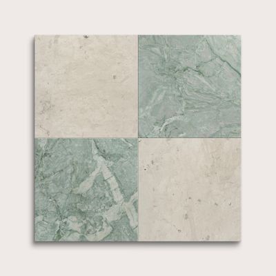 Chateau Grey & Mint Green 12x12 Limestone & Marble | Honed - Checkerboard Bundle
