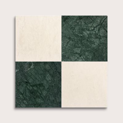 Saharan Sand & Monte Verde 12x12 Limestone & Marble | Honed - Checkerboard Bundle