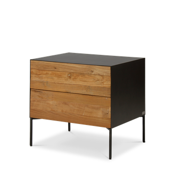 Fusion bedside table front made from recycled teak 2 drawers 56 x 45 x 55cm