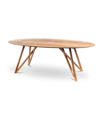 Spider oval table made from recycled solid teak 220 x 120 x 75 cm