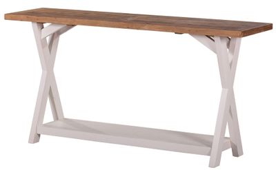 Byron Ivory Washed Cross Leg Console Table with Timber Tops