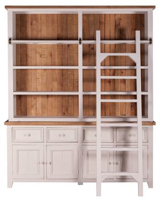 Byron Rustic Tawny Stain & Ivory Washed Bases Ladder Bookcase