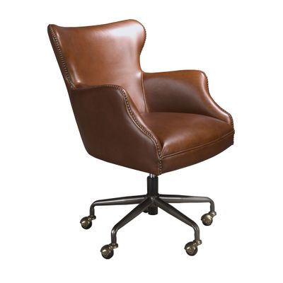 Armchair swivel leather brown oscuro