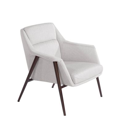Armchair upholstered in fabric and legs steel brown