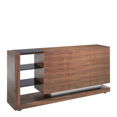 Sideboard wooden walnut and glass tintado black