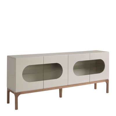 Sideboard wood grey and walnut with lighting interior