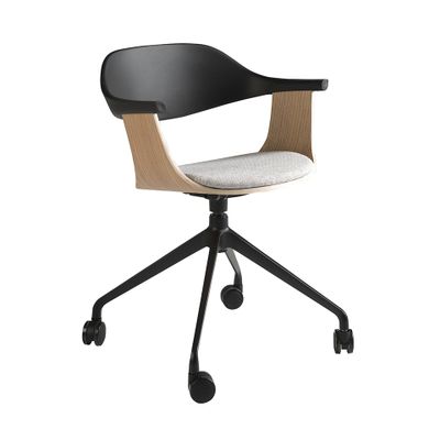 Chair office swivel fabric grey claro and pvc black
