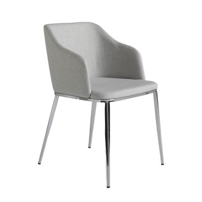 Chair upholstered in fabric with frame steel chrome