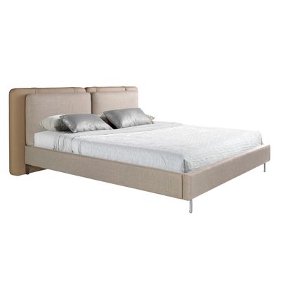 Bed faux leather vison and fabric grey