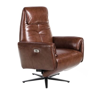 Armchair swivel doble reclining upholstered in leather