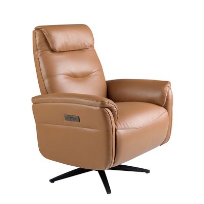 Armchair reclining swivel leather brown