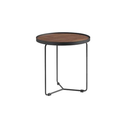 Table rincon round wooden walnut and steel black