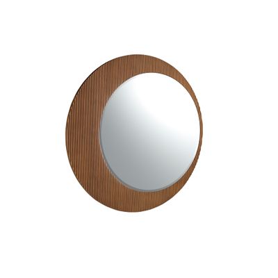 Mirror pared round walnut