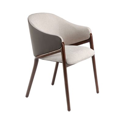 Chair upholstered in fabric and faux leather with frame wooden walnut
