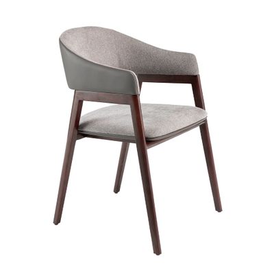 Chair upholstered in fabric and faux leather with frame wooden walnut