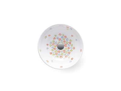 Camomila - Decorated Circular Countertop Washbasin